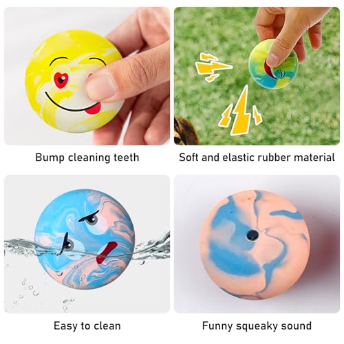 PORFOYO Quietschende Hundebälle, 6 Stück Quietschendes Hundespielzeug, Quietschball Für Hunde, Hundeball Unzerstörbar, Weiches Latex Bouncy Fetch Bälle Für Große, Mittelgroße, Kleine Hunde (Bunt)