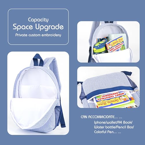 MT WORLD Daycare Backpacks and Travel Duffel Bags Set,Personalized Seersucker Backpacks Overnight Bags,Travel Daypack with Weekender Bag,Overnight Daycare Bag2