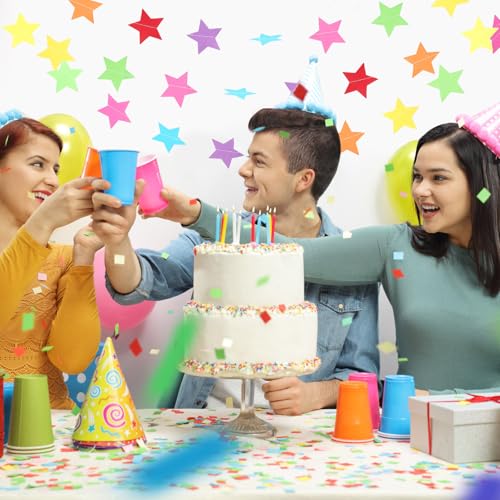 Image of Patelai 130 Feet Glitter Star Garland Banner 2026 Party Decoration Double Side Star Hanging String Streamer Paper Twinkle for Graduation Wedding Birthday (Rainbow)