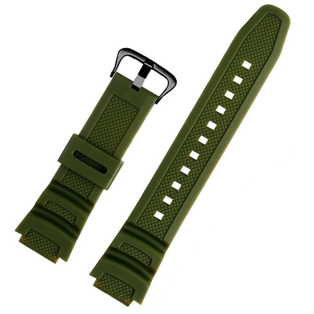 Ysabvcp Men's Army Green-Black-K5 Silicone Watch Strap Fit For Casio W-218H F-108 Ae1200 1000 1300 Series Tape Waterproof Sweat-Proof Watchband Accessories(Army Green-Black-K5)