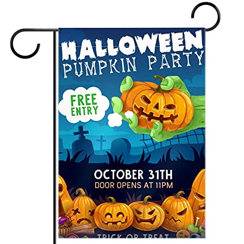 Drapeau de jardin zombie Halloween 30x45 cm en pongé double face