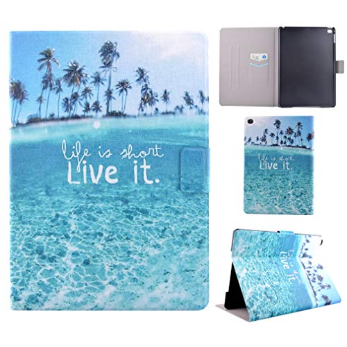 LMFULM® Case for Apple iPad 2018 / iPad 2017 / Air/Air 2 (9.7 Inch) PU Leather Ultra Thin Hard Case Magnetic Case Coastal Coconut Palm Pattern Smart Cover Wake/Sleep Function Stand Case