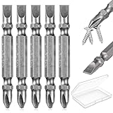 5PCS Impact Double End Screwdriver Bit, Ph2/Sl6, Phillips and Slotted Flathead Double Ended Screwdriver Bits, Magnetic Slotted Phillips Screwdrivers Bit, S2 Alloy Steel with Storage Box (65mm)