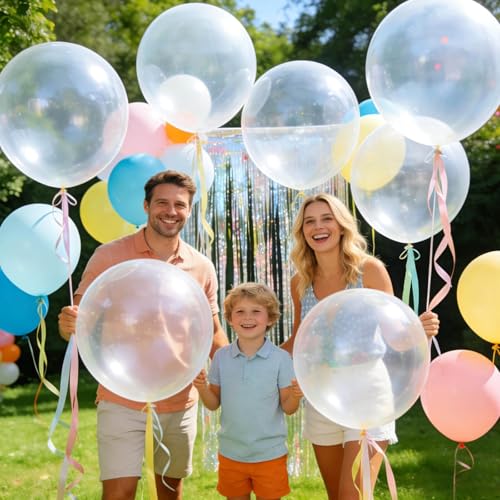 Image of 32Pcs Clear Big Balloons 18 Inch, Round Large Latex Party Balloons for Birthday Wedding Decorations. (clear)