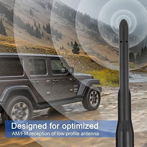 Image of BASIKER Antenna Fit for Jeep Wrangler Sport Rubicon JL 4xe JK JT Gladiator | 2007-2026, Unique Design Short Antenna Replacement Fit for Jeep Willys Mojave, Truck Car Accessories, Enhance Radio Reception