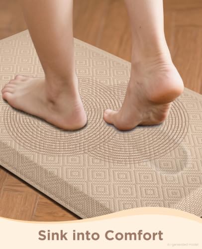 Image of Ophanie Kitchen Mats for Floor,3 /4 inch Thick,20x32 Anti Fatigue Cushioned Mat,Kitchen Rugs,Waterproof,Comfort Ergonomic Standing Mat for Office,Home,Sink with 99+ Pairs of Anti-Slip Bottom Ridges