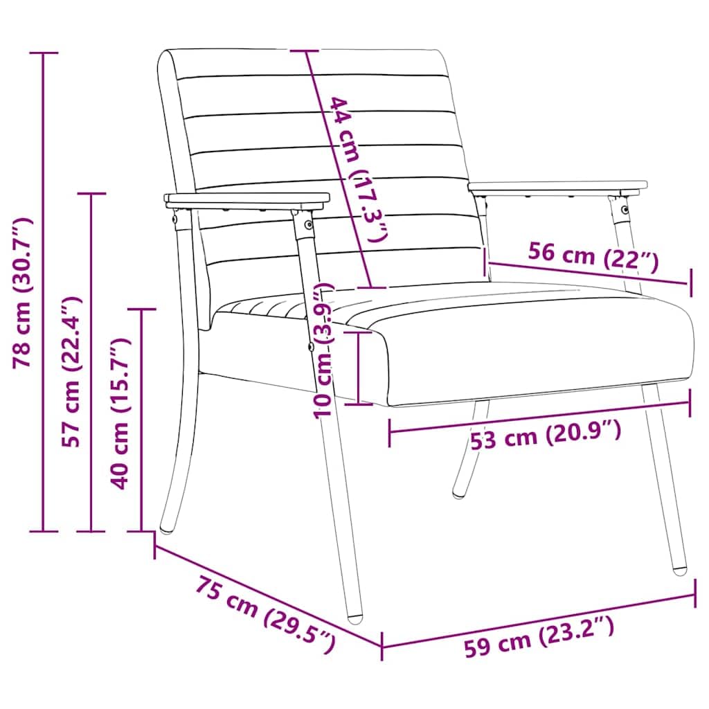 Nowoczesny fotel z materiału z ergonomicznym oparciem i podłokietnikami, 59 x 75 x 78 cm, tapicerowane krzesło do salonu, sypialni, biura i kącika do czytania