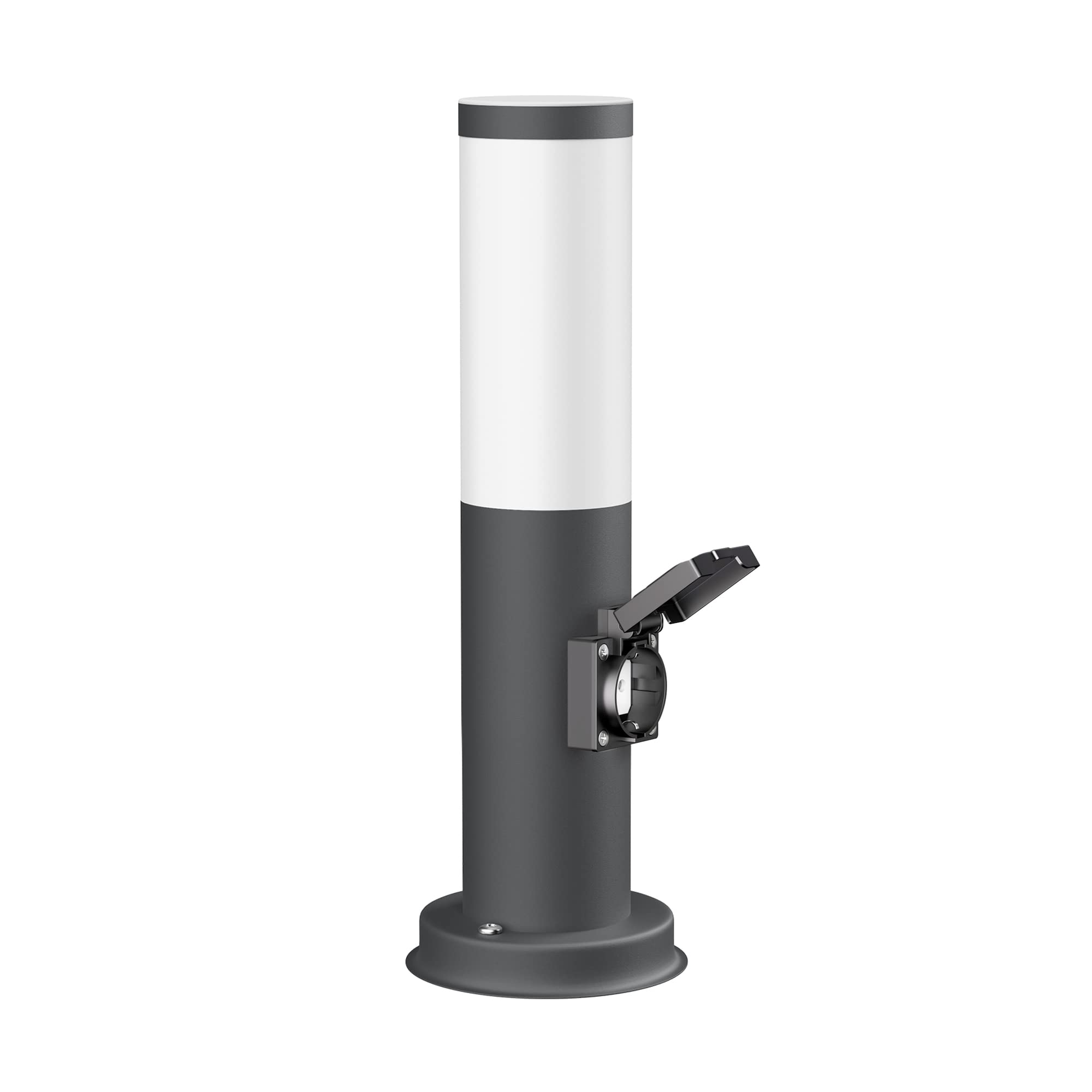 ledscom.de 2 farolas de camino/balizas PORU para exterior, IP44, 39 cm, antracita, 1 casquillo E27 de máx. 40 W, toma de corriente
