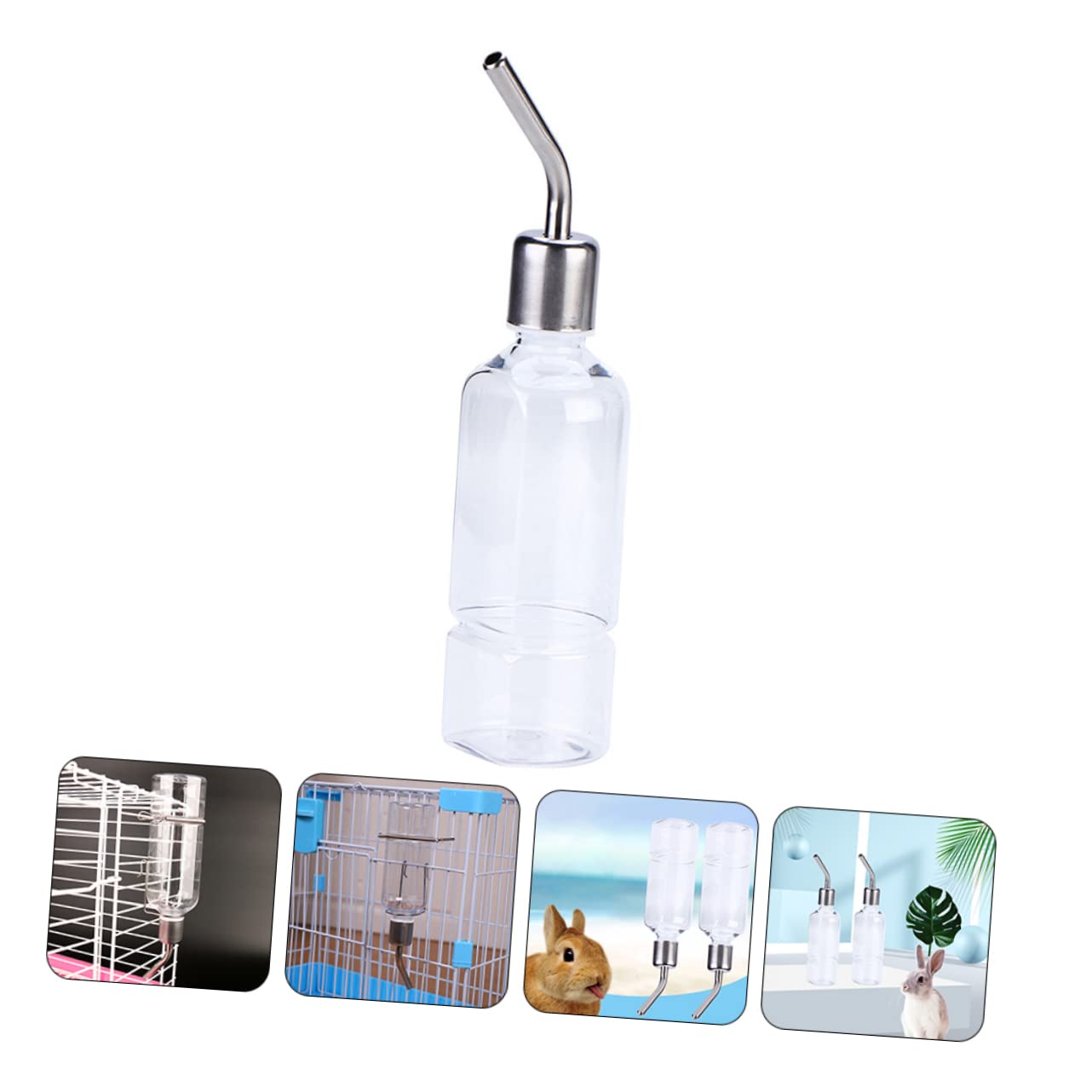VANZACK 6piezas Botella De Agua para Mascotas Bebedero Colgante De Inoxidable para Hámsters Conejos y Cobayas Instalación y Prevención De Filtraciones