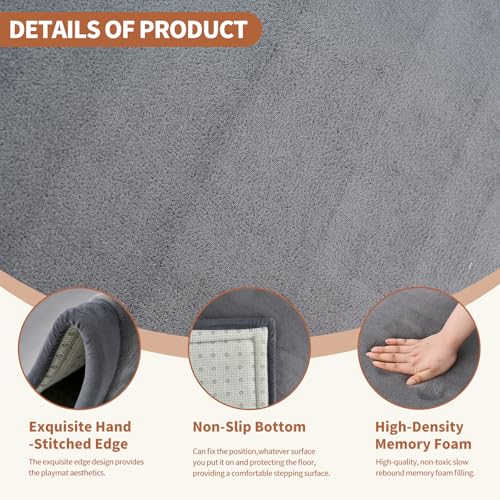 Image of DoCred Baby Play Mat for Floor - 1.4 inch Thick Memory Foam Rug, 70 inchx59 inch | Soft Playpen Tummy Time Mat for Tatami, Nursery, Large Non-Slip Backing Padded Crawling Mat for Babies Toddlers, Infant, Kids