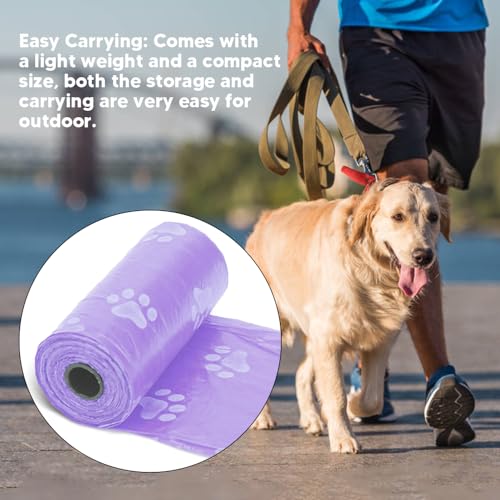 Image of Poop Bags 1 x Plastic Dog Poop Bags Rolls Unscented Dog Waste Bags Leak Proof Doggy Roll for Outdoor Puppy Walking Travel Pet Waste Bags(Purple)