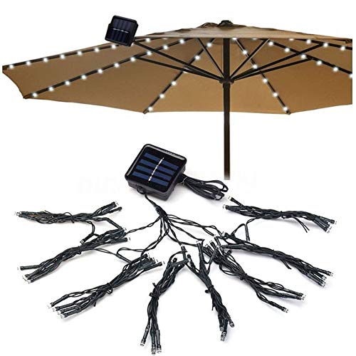 Preisvergleich Produktbild YAOLAN Garten-Sonnenschirmlichterkette, mit 8 Modi,72 LED solarbetriebene Sonnenschirm Lichter für Regenschirme, Campingzelte oder Outdoor-Dekoration,Pure White