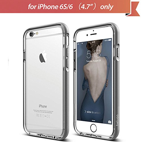 Apple iPhone 6S/6 Case, Beluga® Fusion Dual Layer Protective Case[Gunmetal Gray] [100% Compatible with Full Screen Edge to Edge Tempered Glass Screen Protector] [Lifetime Warranty] (Aluminum Bumper + Premium Clear TPU Case) by Beluga - Hybrid Case Cover, Shock Absorbent, Ultra Slim, Anti Scratch, Transparent, Dual Layer [Gunmetal Gray]