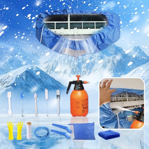 ZSPLIT-MAIR klimaanlage reinigungsset，wandmontiertes Reinigungsset für Klimaanlagen,Reinigungsset für Split-Klimaanlagen,Split Klimaanlage Reinigungsset，15 Stück, Königsblau, groß: 94–132 cm