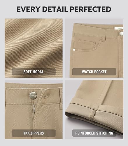 Men's Khaki Casual Pants Stretch Chino Straight-Leg Soft Modal for Business, Travel, Office, Outdoor4
