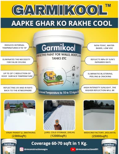 Image of (1kg Solar Reflective Roof Coating | Summer Cool Roof | Heat Resistance Paint | High Sri Terrace Cooling Paint