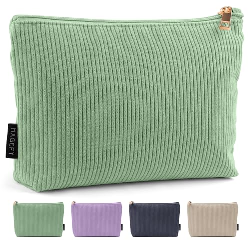 MAGEFY Small Makeup Bag for Purse Corduroy Makeup Bag with ...