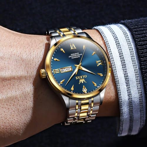 Image of OLEVS Automatic Mens Watches Self Winding Mechanical Business Luxury Dress Wrist Watch Stainless Steel Waterproof Luminous Day Date