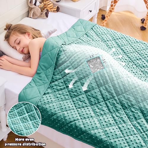 Image of Teal Weighted Blanket 10lbs, 40 inchx60 inch, Twin Size Cooling Minky Heavy Throw Blanket for 80-120lbs, Soft Winter Thick Big Blankets Weighted Comforter Gift