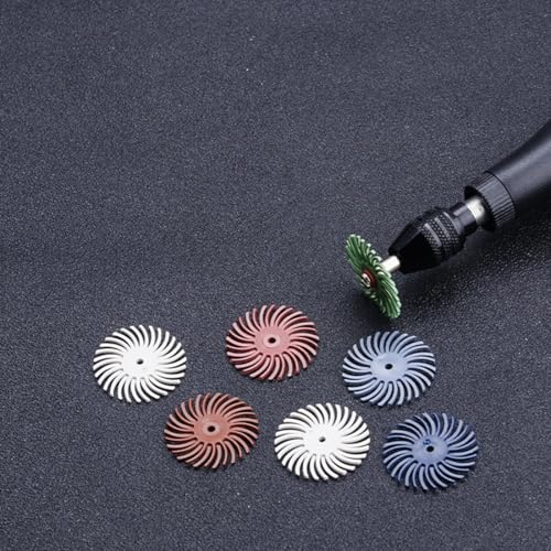 Image of Radial Bristle Disc Kit 1 Inch 7 Grit 35Pcs with 3mm Shank for Rotary Tools 80-2500 for Jewelry Wood Metal Polishing Cleaning Finishing Deburring