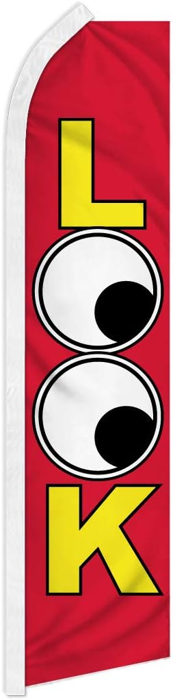 Look Red Swooper Feather Flag - Great for Businesses, Property Management, and Events