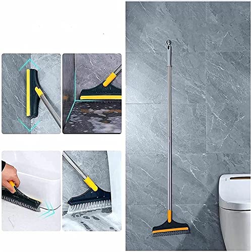 Image of Winco 2-in-1 Bathroom Cleaning Brush with Wiper - Bathroom Cleaning Brush Long Handle 180 Rotate Toilet Brush Bathroom Tiles Cleaning, Wiper Floor Scrub for Kitchen Bathroom Cleaning (Green)
