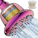 MakeFit Filtered Shower Head - High Pressure Shower Head with filter for Hard Water - Rain Shower Head Water Softener - Luxury 7 Settings Adjustable Water Filter Showerhead (Radiant Rainbow)