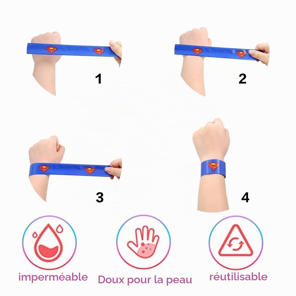 Super-héros Slap Bracelets Silicone pour Enfants Ensemble 10 Pièces