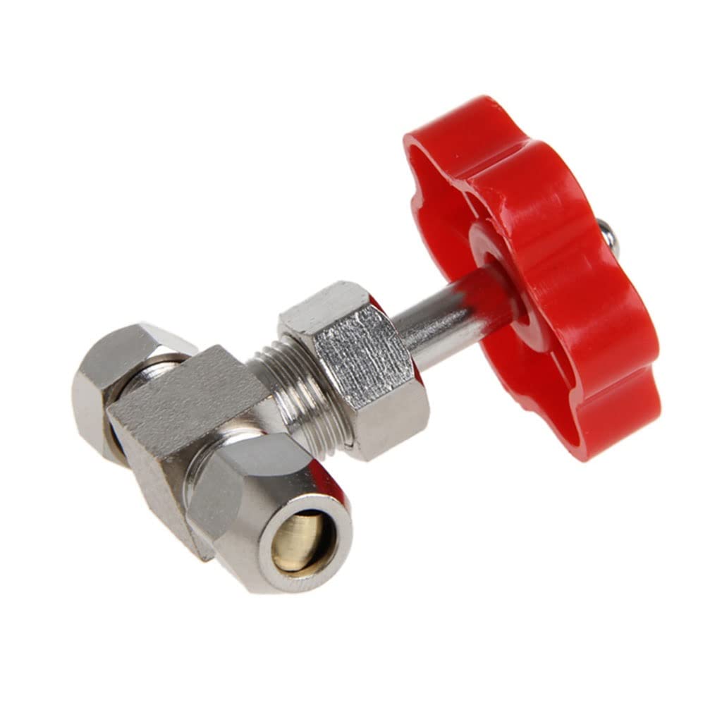 Zawór zwrotny iglicowy Zawór iglicowy, średnica zewnętrzna 6mm/8mm/10mm Trwała rurka Zawór iglicowy z niklowanego mosiądzu, 1szt(6mm)