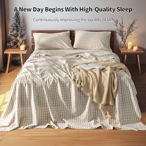 Image of LBRO2M 100% French Pure Linen Sheet Set 4Pcs, 16 inch Deep Pocket Cal King