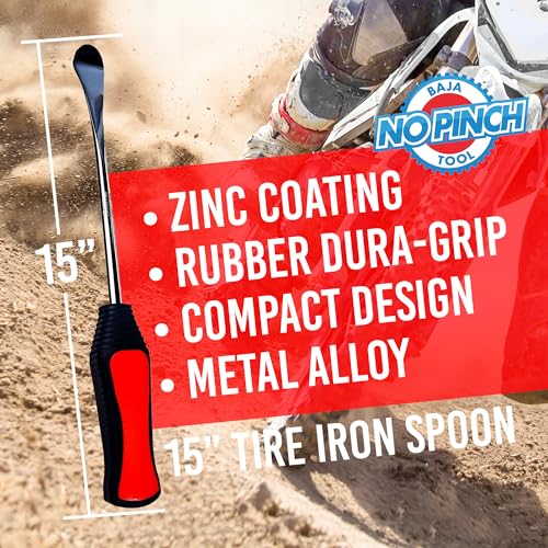 Image of BAJA NO PINCH 15 inch Steel Tire Spoon | Lever Iron Tool Kit | Professional Tire Changing Tool for Enduro Motocross | Motorcycle | Dirt Bike | Easy-to-Use Tire Repair Tool | Dirt Bike Tire Spoons