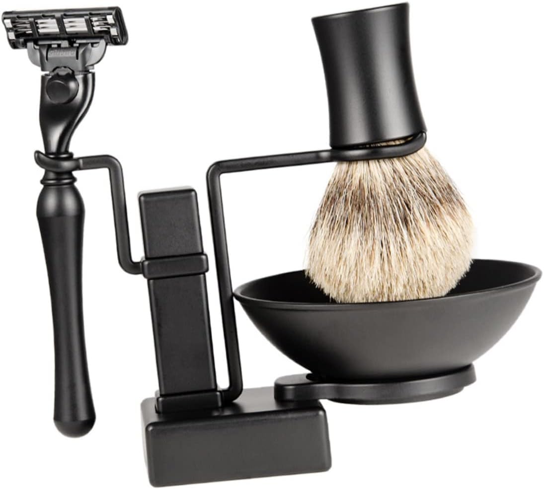 2pcs Men Grooming Kit Razor Stand Set Brush Stand Shaving Bowl for Shower Wall Mount Tidy Organized Bathroom