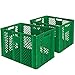2x Eurobehälter/Bäckerkiste, LxBxH 600x400x410 mm, lebensmittelecht, Boden und Wände durchbrochen, grün