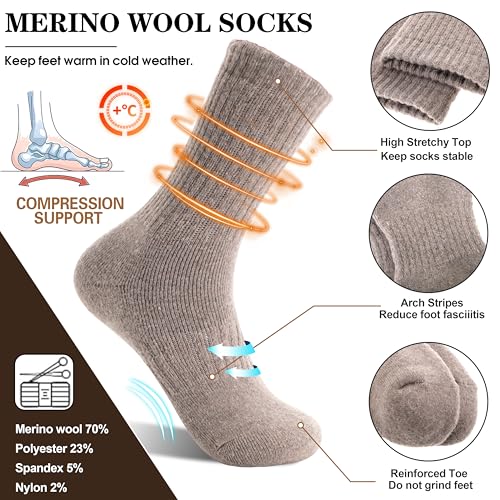 MOGGEI 5 Pairs Womens Merino Wool Socks Hiking Warm Winter Thick Thermal Crew Cozy Cabin Ladies Gift Comfy Boot Work Socks2