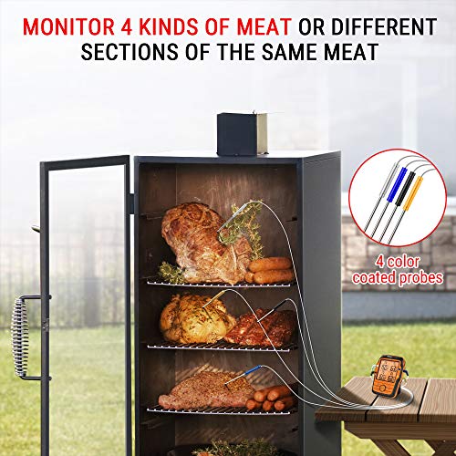 ThermoPro TP27C 150m Funk Grillthermometer mit 4 Sonden Fleischthermometer Bratenthermometer IPX4 Wasserdicht große LCD-Anzaige Küchenthermometer für BBQ, Gasgrill, Dutch Oven – Bild 3