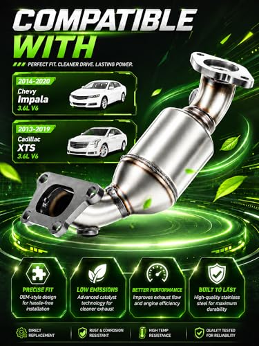 Image of Front Left Catalytic Converter Kit Direct-Fit Chevy Impala 2014 2015 2016 2017 2018 2019 2020 Cadillac XTS 2013-2019 3.6L V6