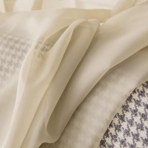 Miniatura 3 de MIULEE 2 paneles de cortinas de gasa translúcida de media ventana con jareta para cortinero, para cocina, baño, ventanas pequeñas de 29 x 24