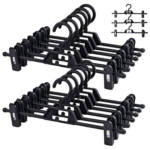 ilauke 12 Perchas para Pantalones de Plástico con Clips Antideslizantes Fuertes Cover