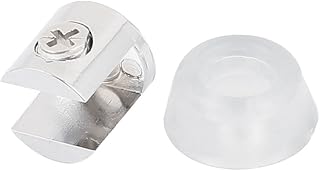 Aexit Round Base Fall Protection 8-10mm Glass Shelf Clip Clamp Holder Support Safety Clips Silver Tone