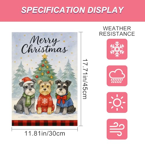Image of BlissYard Christmas Schnauzer Dogs Garden Flag 12x18 Inch Polyester