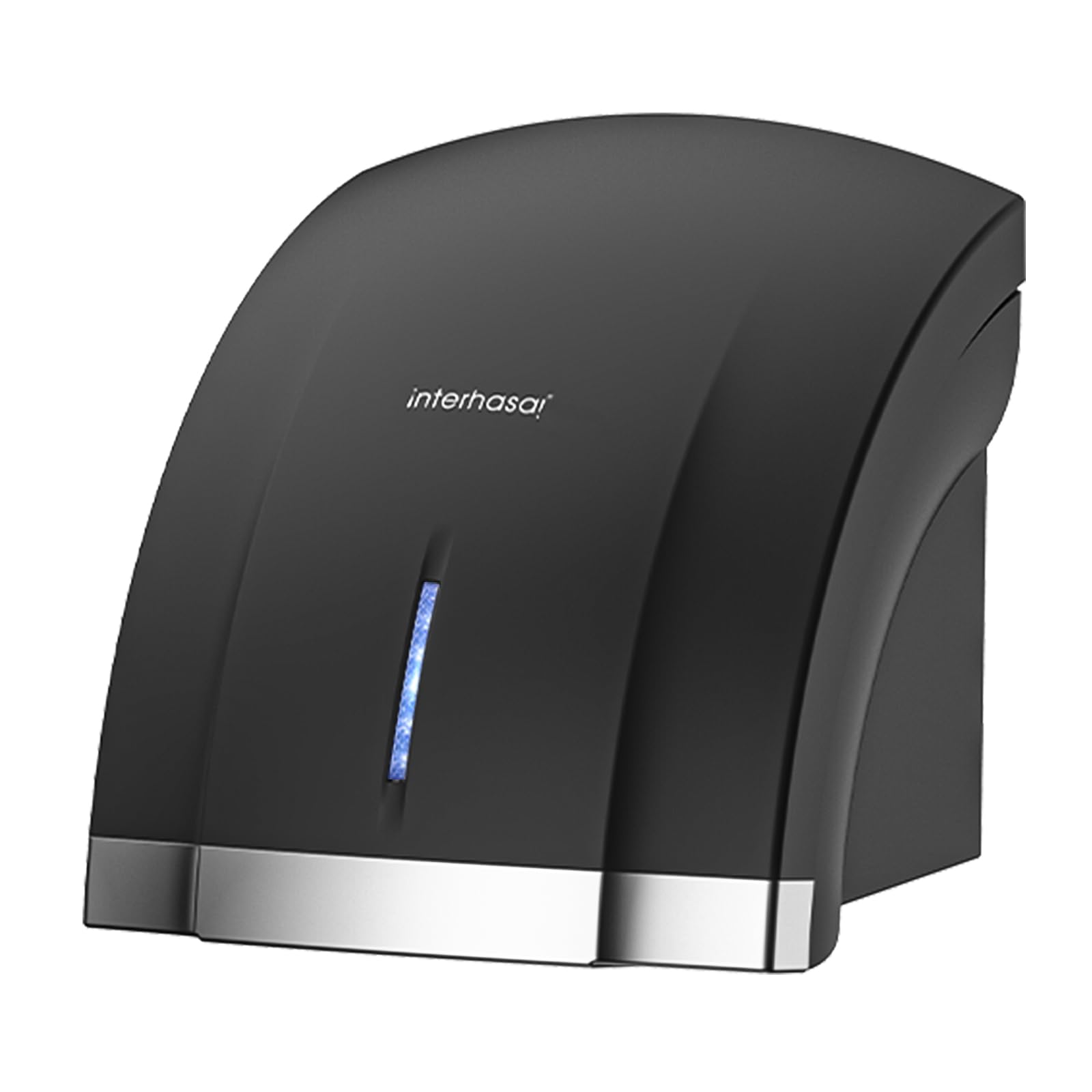 interhasa! Asciugamani Automatico con sensore a infrarossi per Il Bagno di casa, Extra Silenzioso, Basso Rumore (40 Db), Asciugamani a Parete, Coperchio Compatto in ABS,1800W (Nero)