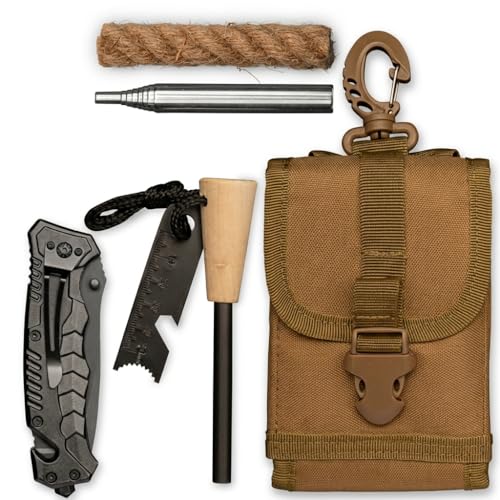 Kit Allume feu magnésium – Firestarter Compact avec Sacoche – Allumage Rapide et fiable – Accessoire Camping randonnée