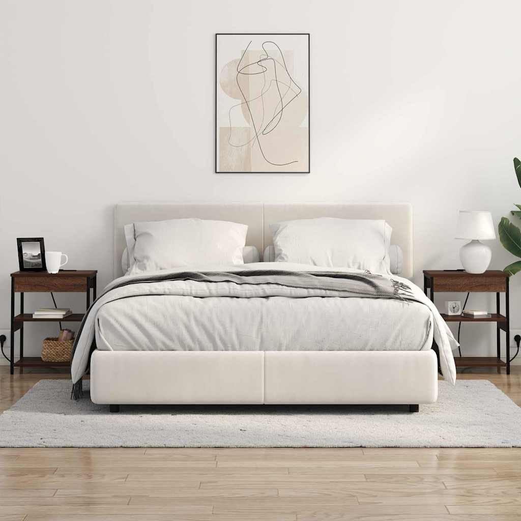 Stolik nocny, zestaw 2 sztuk, kolor brązowy o wyglądzie dębu, 41 x 31 x 51 cm, z 4 półkami, zintegrowana stacja ładująca, stolik pomocniczy do sypialni, stabilna szafka nocna, nowoczesny
