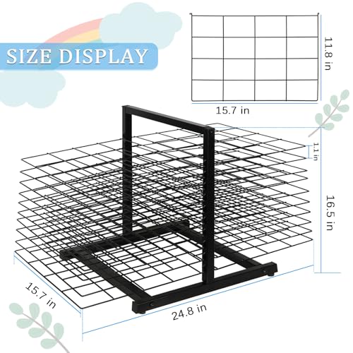 Image of Art Drying Rack for Classroom Paint Drying Rack Art 20 Shelves Metal Desktop Artwork Storage Display for Classroom Painting Crafts (Black, 20 Shelves)