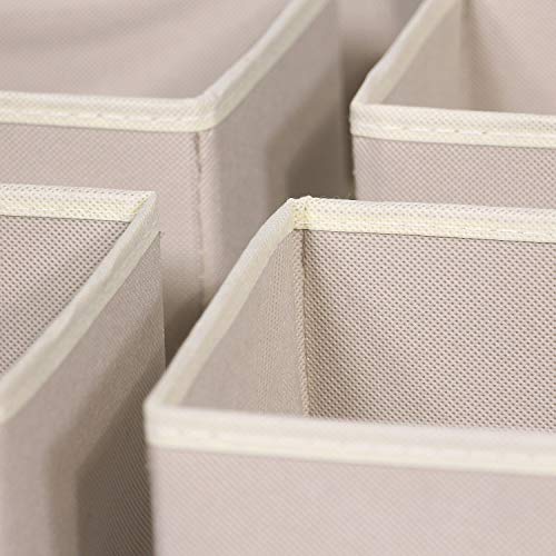 Image of DIOMMELL 6 Pack Foldable Cloth Storage Box Closet Dresser Drawer Organizer Fabric Baskets Bins Containers Divider with Drawers for Clothes Underwear Bras Socks Lingerie Clothing,Beige 060
