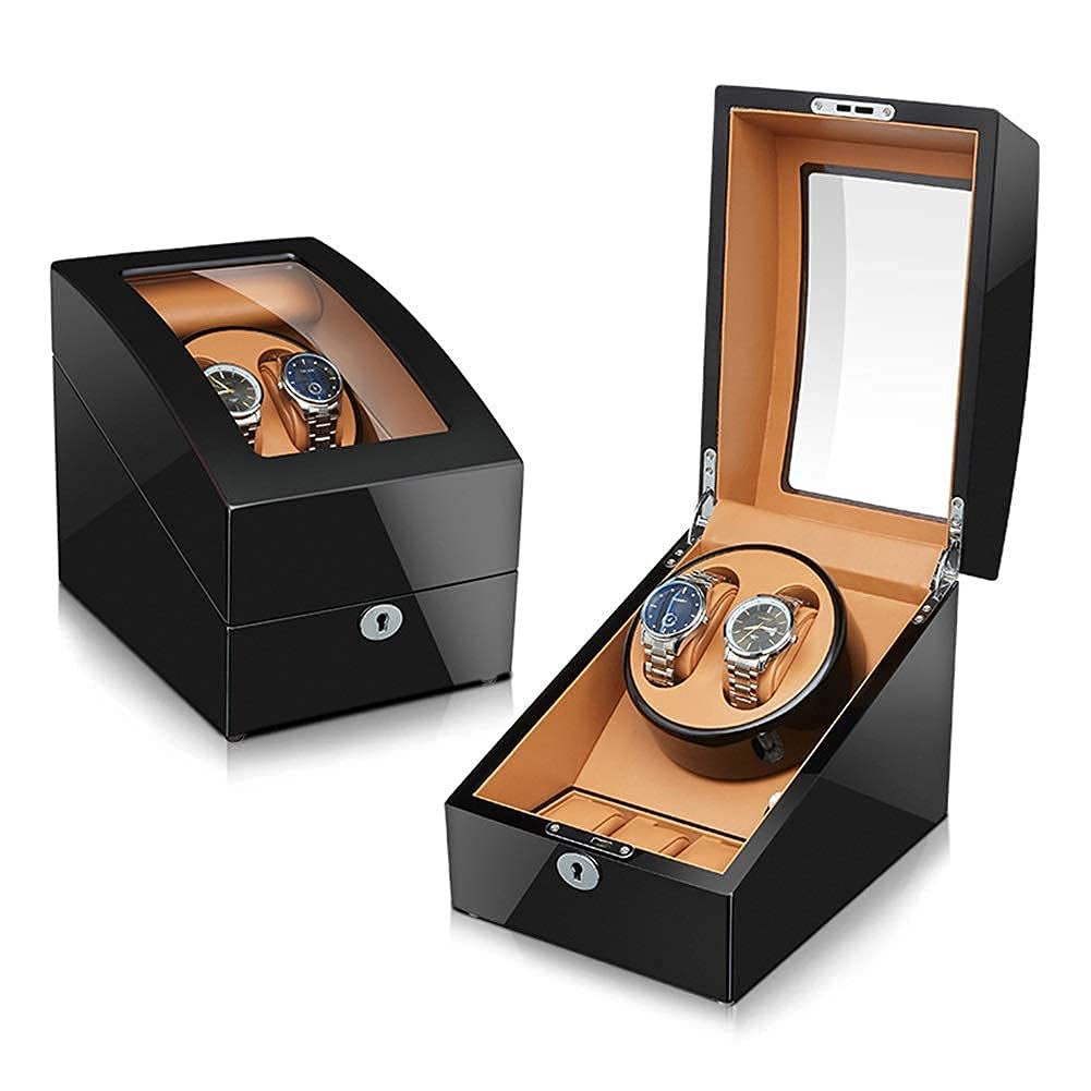 Scatola Carica Orologi 2+3 Adattatore Carica Orologi Automatico e Alimentato a Batteria Finitura in Legno Pianoforte Motore Silenzioso creatività