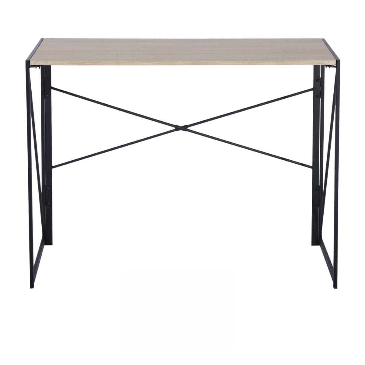 FurnitureR Folding Camping Table, Indoor/Outdoor Table, MDF and Metal Frame, No Assembly Required, Portable Camping for Picnic BBQ Barbecue, Garden, 100 x 50 x 75 cm, Oak