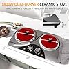 Sunvivipro 1800W Dual Burner Portable Electric Ceramic Stove with Knob Control, Indicator Light, Universal Cookware Compatibility, Ideal for Versatile Cooking Applications,Silver #1