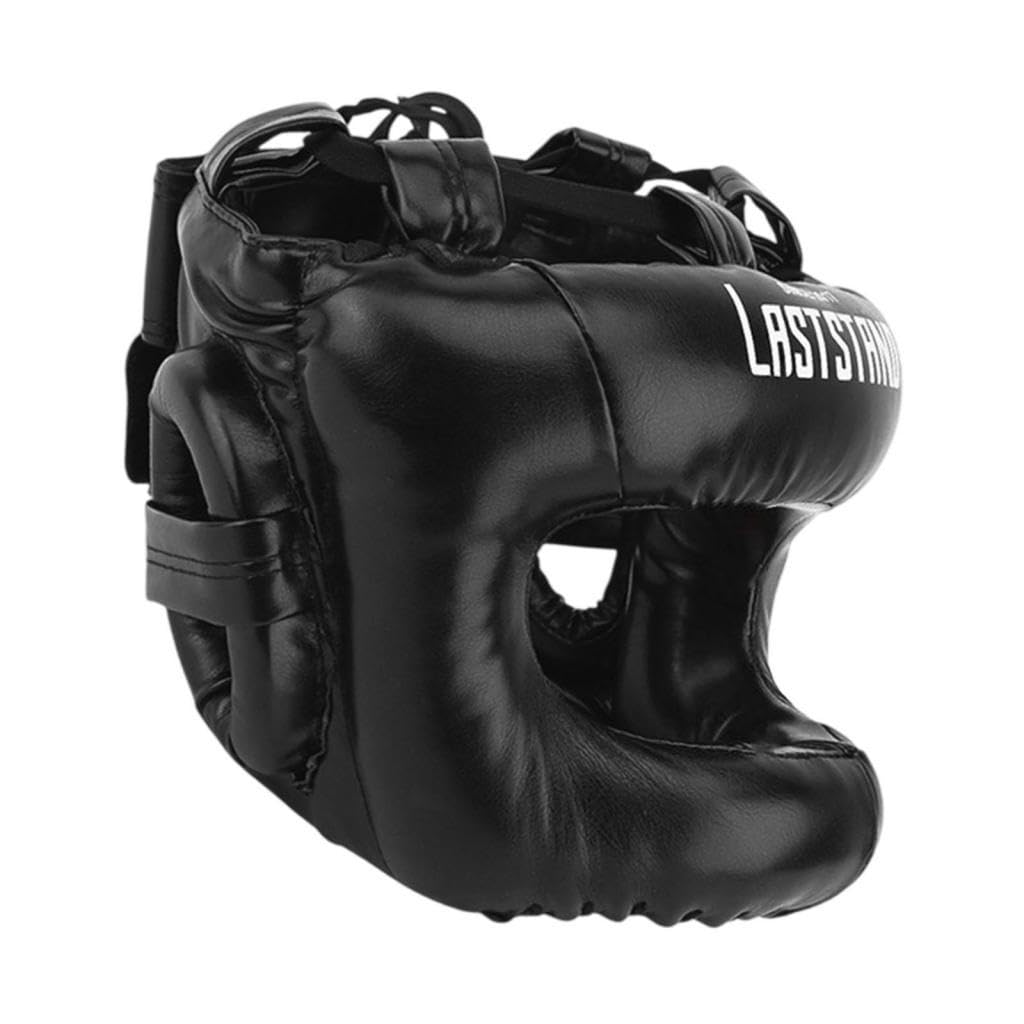 Casco de Boxeo para Adultos, Ajustable, Negro, Kickboxing MMA