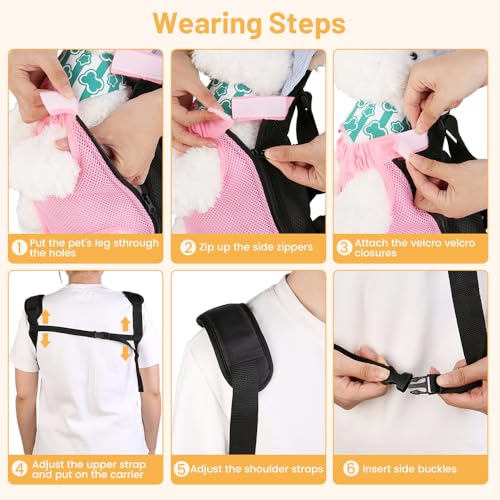 Inspack Dog Cat Backpack Carrier, Dog Carrier Adjustable for Small Medium Dogs, Pet Dog Front Chest Carriers Backpacks, Puppy Carrier Sling Backpack, Holder Papoose for Cat Body【Small Size】 - Thumbnail 7